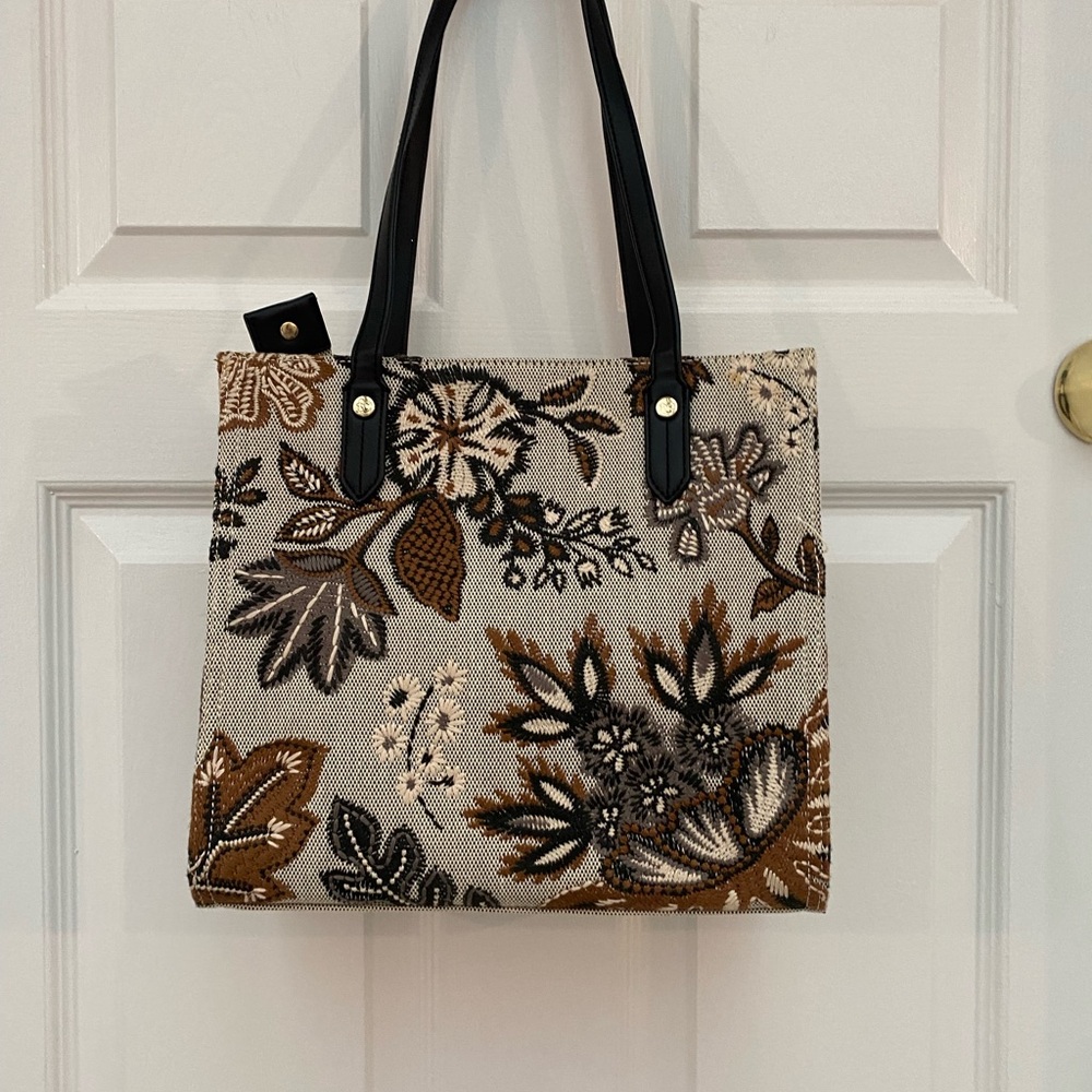 Spartina 449 Floral Tapestry Tote in Beige, Brown & Black NWOT - Picture 4 of 11